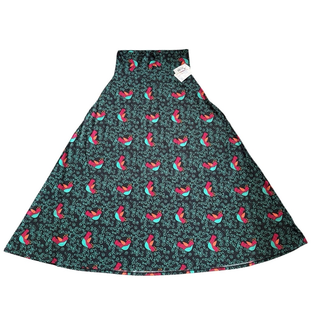 NWT LulaRoe Bird Print Long Maxi Stretchy Skirt Women’s Size Medium Bird Lover - Picture 10 of 10